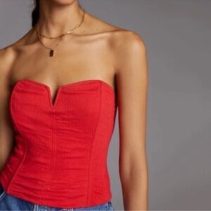 NWT Anthropologie Porridge Red Bustier Strapless Top